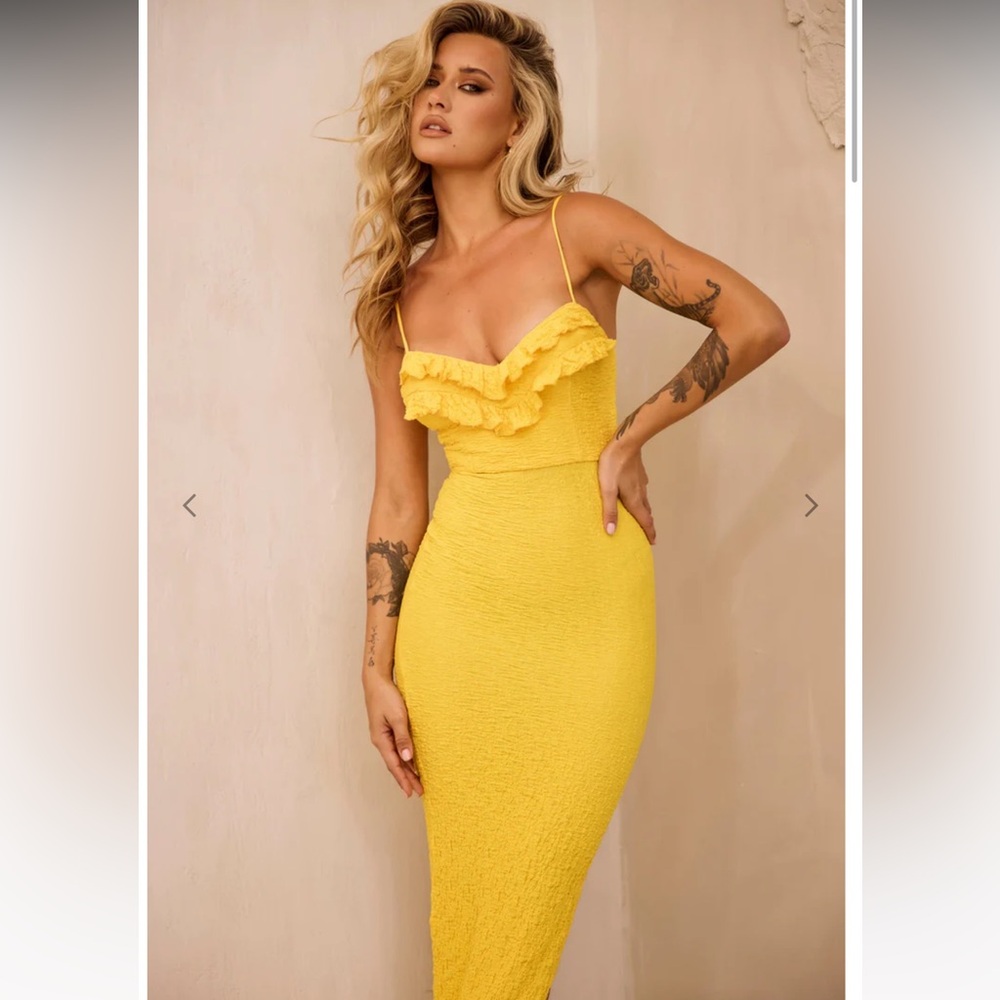 💛🌻🌼 Promenade Yellow Ruffle Maxi Dress